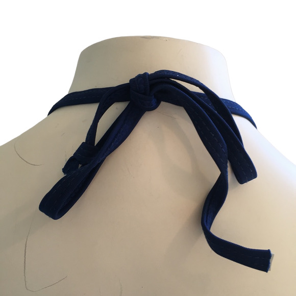 BOBBIE BROOKS Tie Dye Stripe Flounce Front Halter Tie Swim Top SZ L - Picture 7 of 11